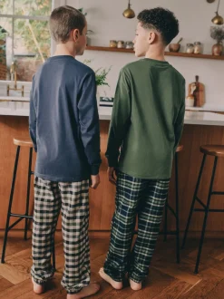 Véhicule bleu/vert - Lot de 2 pyjamas en tissu à carreaux à manches longues (3-16ans)