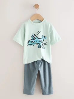 Véhicules bleu/noir/blanc - Manches courtes T-shirt & Survêtement Set 3 Pack (3mths-7yrs)