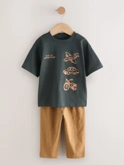 Véhicules bleu/noir/blanc - Manches courtes T-shirt & Survêtement Set 3 Pack (3mths-7yrs)