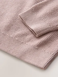 vieux rose - Pull en maille col rond en coton (3-16ans)