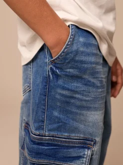 vintage bleu - Jean cargo à taille élastique (3-16ans)