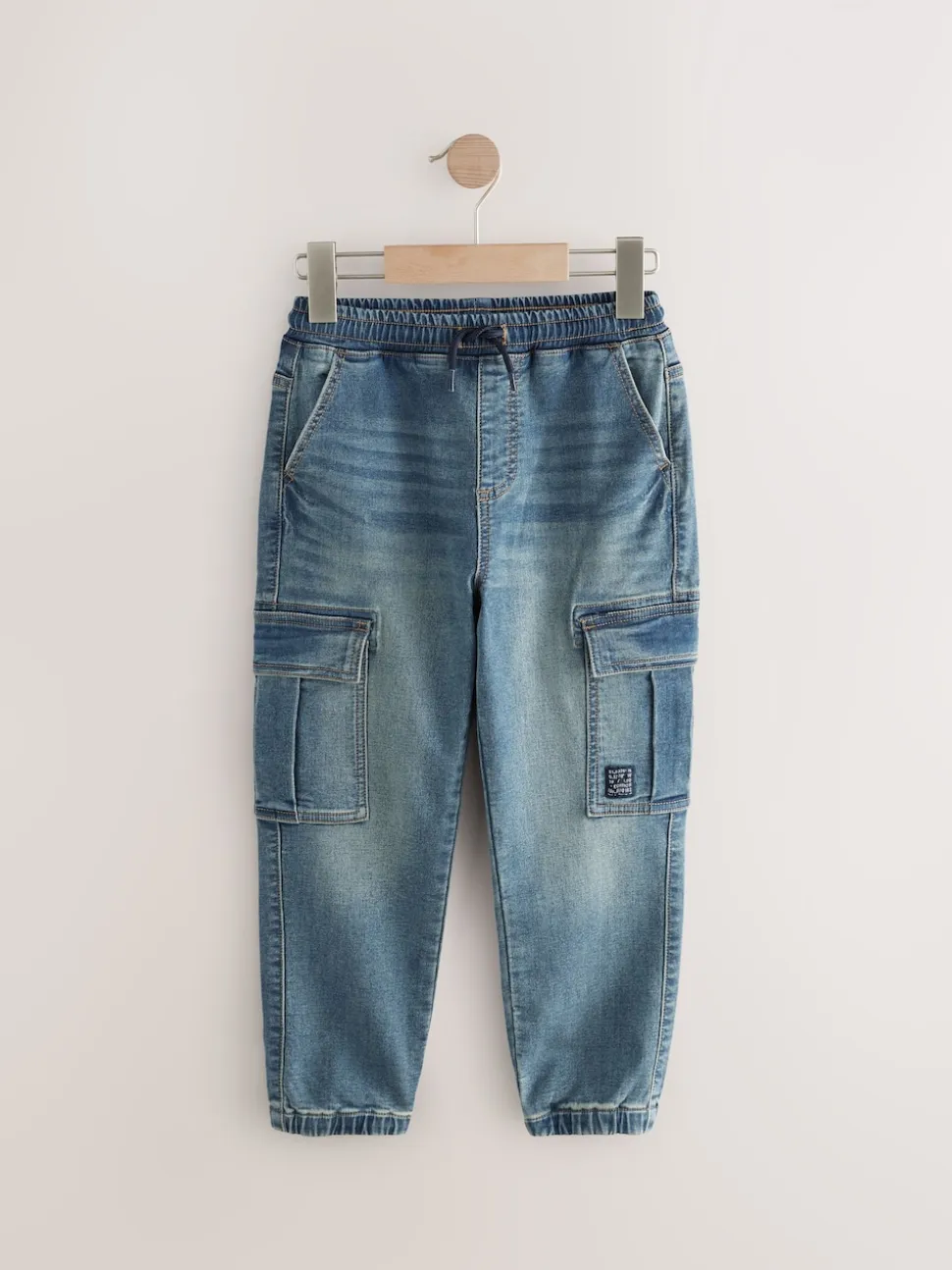 vintage bleu - Jean cargo à taille élastique (3-16ans)