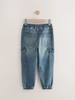 vintage bleu - Jean cargo à taille élastique (3-16ans)