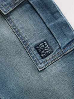 vintage bleu - Jean cargo à taille élastique (3-16ans)