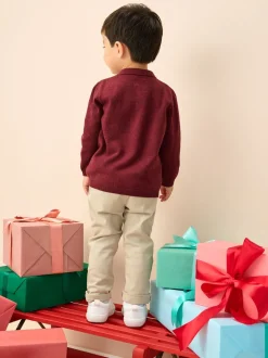 Violet prune - Polo de Noël en maille brodé sur l’ensemble (3mois7ans)