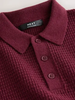 Violet prune - Polo en maille à col boutonné (3-16ans)