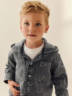 Visage gris - Surchemise à capuche en jean (3mois7ans)