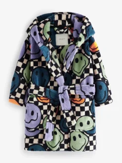 Visage heureux multicolore à damiers - Peignoirs en laine polaire (9mths-10yrs)