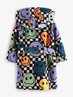 Visage heureux multicolore à damiers - Peignoirs en laine polaire (9mths-10yrs)