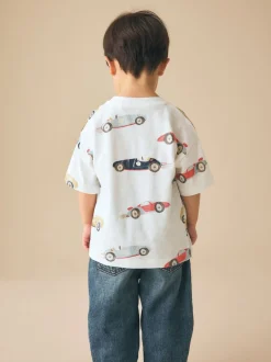Voiture aquarelle blanche - T-shirt imprimé sur l’ensemble à manches courtes (3 mois7 ans) (3mois7ans)