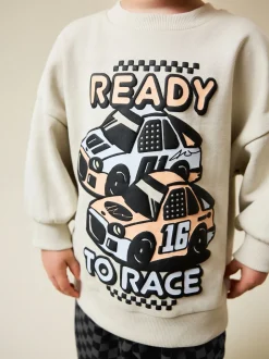 Voiture écrue - Ensemble Sweat-shirt et Joggings à Col rond (3mois7ans) (3mois7ans)
