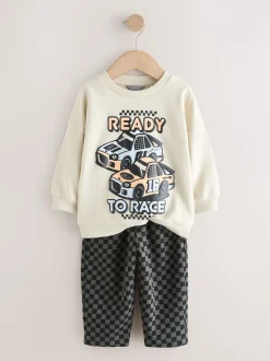 Voiture écrue - Ensemble Sweat-shirt et Joggings à Col rond (3mois7ans) (3mois7ans)