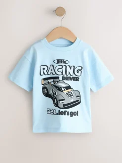 Voiture de course noir/gris - Lot de 3 t-shirts graphiques à manches courtes (3mois7ans)