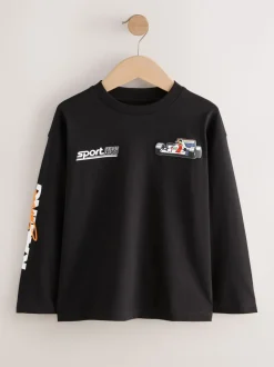 Voitures noir/blanc/gris - Lot de 3 T-shirts à manches longues coupe décontractée avec imprimé graphique (3-16ans)