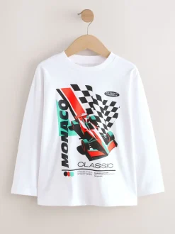 Voitures noir/blanc/gris - Lot de 3 T-shirts à manches longues coupe décontractée avec imprimé graphique (3-16ans)