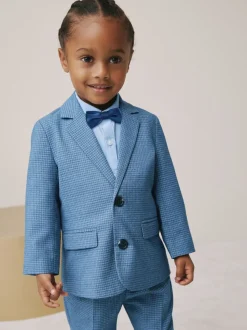 Vérification bleue - Ensemble blazer, chemise, pantalon et nœud papillon (3 mois à 9 ans)