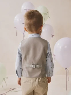 Vérification grise - Ensemble gilet, chemise, nœud et cravate (3mois-9ans)