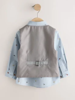 Vérification grise - Ensemble gilet, chemise, nœud et cravate (3mois-9ans)