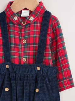Vérification rouge - Chemises, Pantalons et Bretelles bébé Ensemble 3 pièces (0mois-2ans)